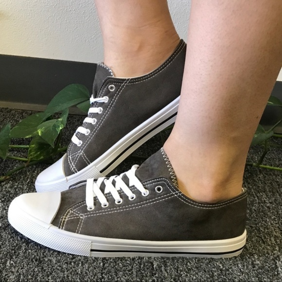 Shoes - Charcoal Slide On Sneakers